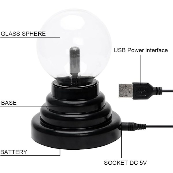 Plasmaboll/Plasma lampa/Plasma lampa, Plasma elektrisk nebulosa blixtboll, Känslig för beröring, Lämplig för fest, hem, dekoration, Stor gåva för