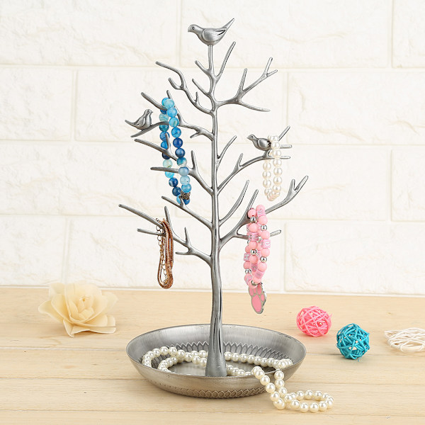 Elegant Smyckesdisplay, Fågelträdformat Metallställ för Heminredning, Galvaniserad Metall Säkerställer Hållbarhet & Skönhet för Dina Värdesaker
