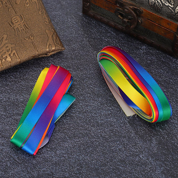 2 st Färgglada Presentpappersband DIY Tygtillbehör Bröllopsprylar Polyester 10MM 5-Yard