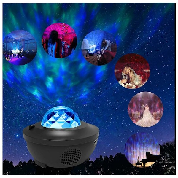Ocean Wave Galaxy Projektor, Stjärnklar Scen Dekor för Romantisk Atmosfär, Bluetooth Högtalare för Partyrumsdekoration, Perfekt Gåva till Vänner och