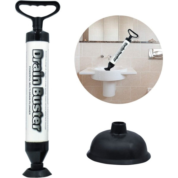 Kraftfull toalett-avloppsöppnare med 2 sugkoppar, högtrycks-ABS för badrum, toalett, badkar, dusch, handfat