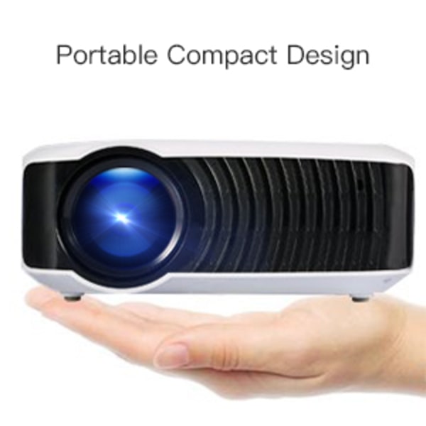 Mini Portabel LED-projektor Multimedia Hemma Bio Stöd 800x480 TF-kort AV Vit