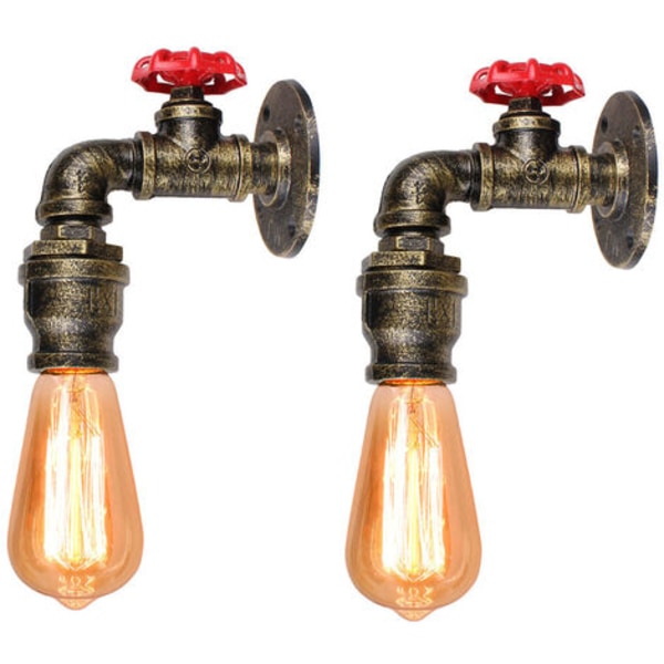 2 st - vintage vägglampa - brons - utan ljuskälla