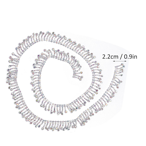 Rhinestone Tassel Chain Rund Form 2,2 cm Bredd Mode Tassel Design Godtycklig Klippning Plaggsmycke DekorSilver Botten AB Färg Borr