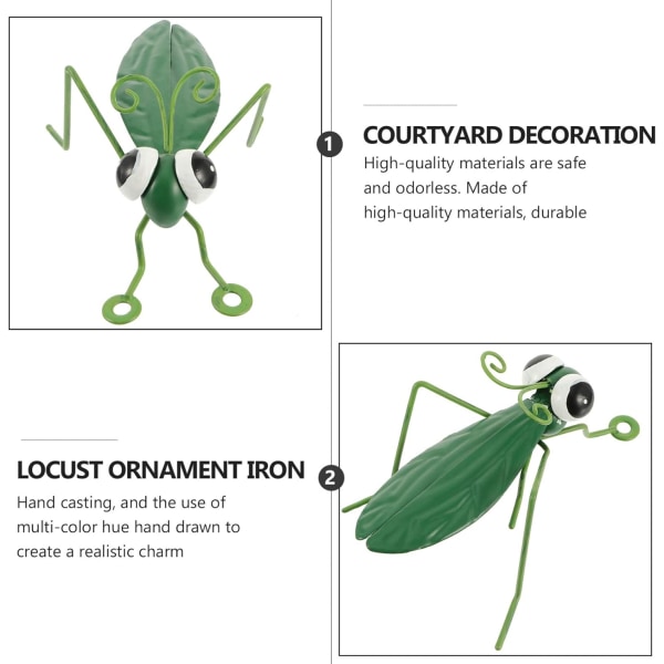 Trädgård Metall Gräshoppa Väggkonst Insekt Hängande Väggdekor Söt Peregrine Utomhus Väggskulptur för Sovrumsvägg Vardagsrum Utomhus Veranda Trädgård