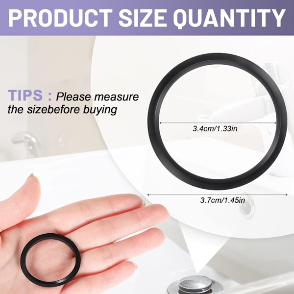 Inbyggd Sil Diskbänksplugg, Universal Avloppsplugg för Badrum, Snabbt Dränerande Silikon Med Snabb Vattenförsegling, 34/37mm Svart, Lätt att Installera &