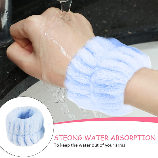 Handledsband Scrunchies för tvättning av ansiktsabsorberande handled, blå