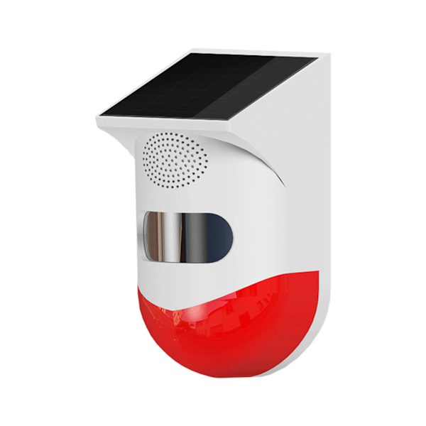[通拓商品] Soldriven Trådlös Oberoende Infraröd Rörelsesensor Detektor Stroboskop Siren 120dB Alarm Vattentät PIR-sensor