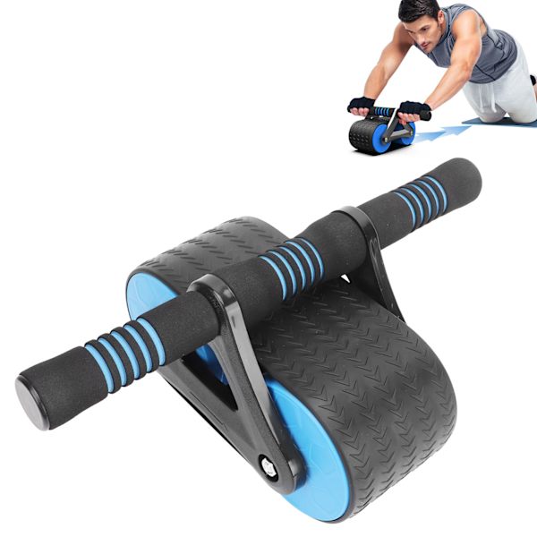 Automatisk magrullhjul för mage med ergonomiskt handtag och knäskydd för hemgym, blå