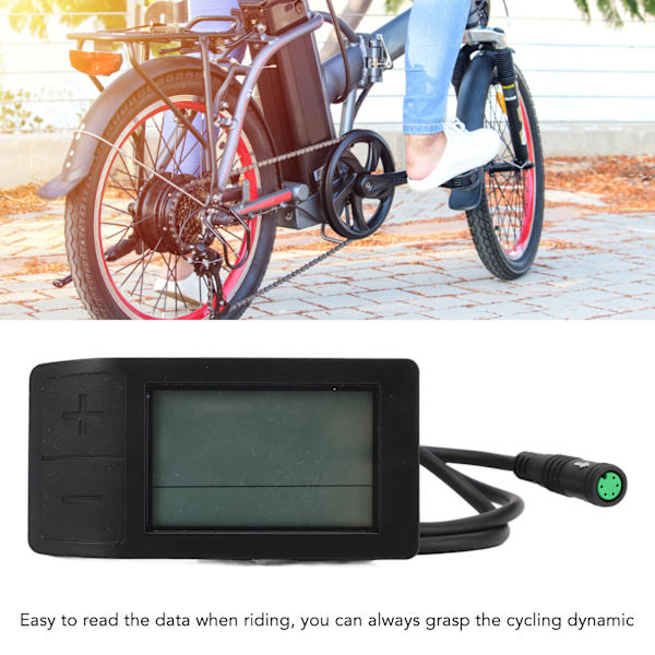 Elektrisk cykel LCD-displaymätare Vattentät 5-stiftskontakt Cykelkonverteringsmätare för Bafang-kontroller 24‑48V