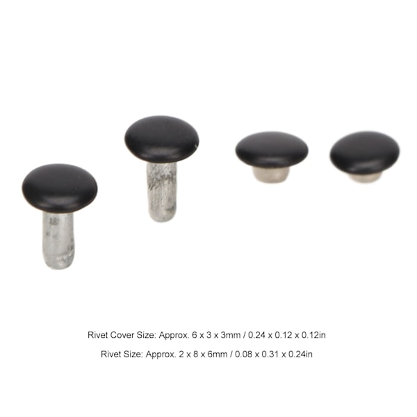500 set lädernit 6x8mm pläteringsprocess rostskydd hög hårdhet järn dubbelsidiga nitar för hattväskor matt svart