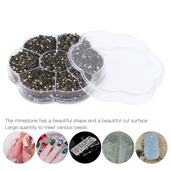 14400 st Flat Back Rhinestones Bländande Färgglada DIY Robusta Regnbågsfärgade Rhinestones Runda Pärlor för Manikyr Makeup Ljusgul