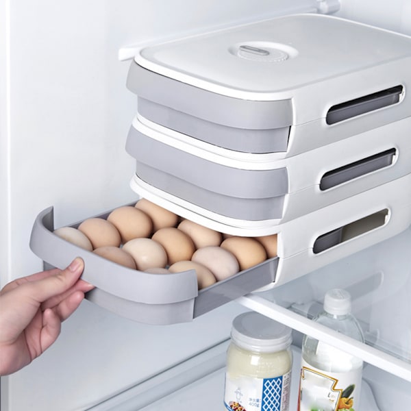 Äggorganisatör för kylskåp, Äggförvaringslåda för kylskåp med anti-krossdesign och ventilerande funktioner, Premiummaterial säkerställer säkerhet och