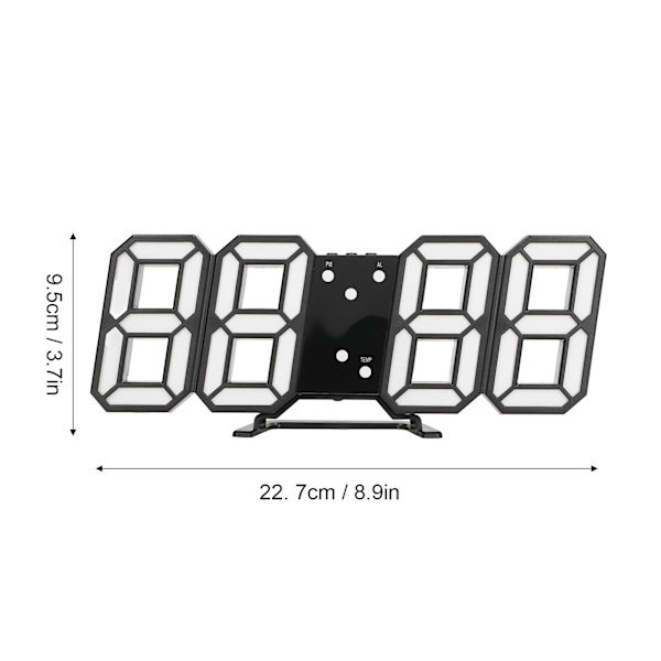 3D LED Digital Klocka Intelligent Röststyrning Tid Datum Temperatur Visning Automatisk Ljusstyrka Justering Klocka Svart Skal Röda Bokstäver