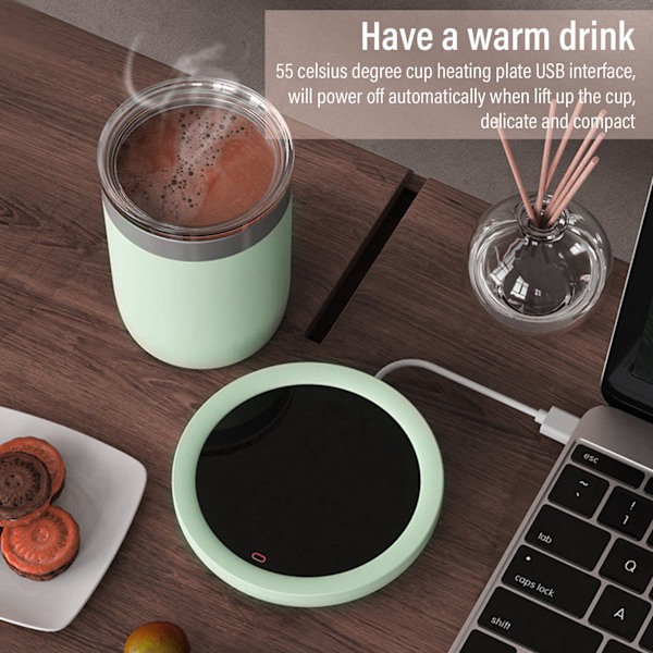 USB-kaffemuggvärmare Elektrisk gravitationsbrytare 55 Celsius Grader Mjölkvärmningsplatta för kontor Grön