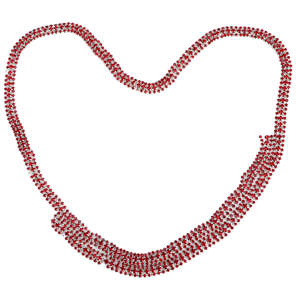 1 Yard 3 Rader Kristallglas Rhinestone Trimming Kedja Bröllopskläder Dekor Röd Rhinestone