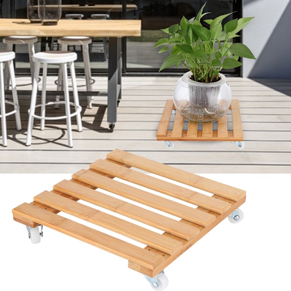 Stilrent Bambu Växtställ, Lättflyttad Rullande Växtvagn för Inomhusbruk, Stödjer Golv Kvalitetsdesign Ekologiska Standarder Kraftig för