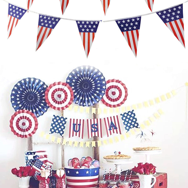 Patriotisk Partydekoration, Amerikanska Stjärnor och Ränder Flagga Dubbla Lager Snöre För Hållbarhet, Mångsidig För Olika Tillfällen Inklusive 4 Juli