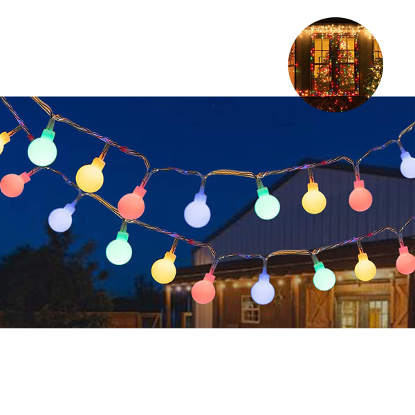 Flerfärgade Globe Lights, 12M 100st LED Ball String Lights för