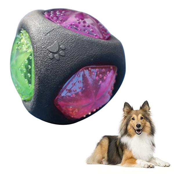 Hundleksak boll med LED-ljus och pip, hundbollar, leksak för hundar, lekboll för hundar, lyser i växlande färger, tillverkad av termoplastiskt gummi