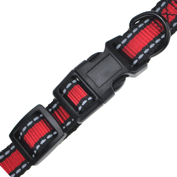 Koppel och halsband för hund, rött | Reflex 3M-rand med nylonband | (Rött 2-pack koppel och halsband, liten hals 12\"-17\" -20 LB)