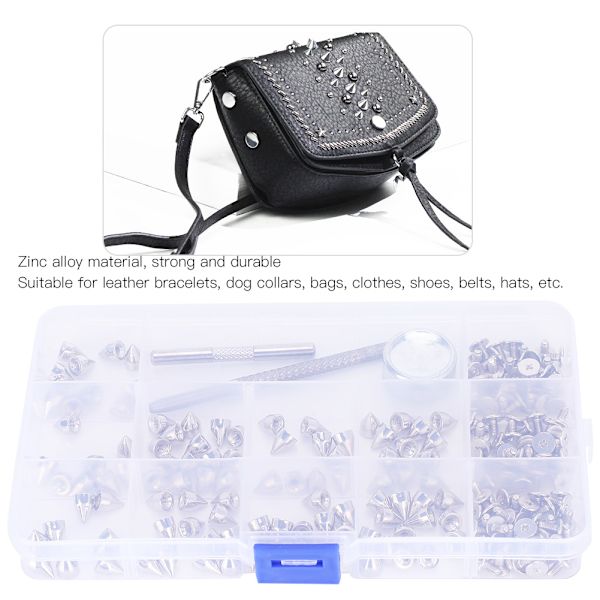 Spikar Nitar Skruvar Kit DIY Dekoration 7x9MM för Läderarmband Hundhalsband Väskor Kläder Skor