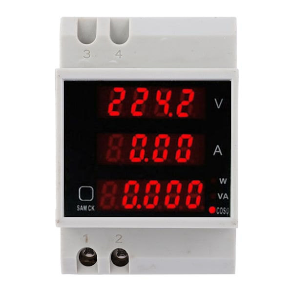 D52-2048 Multifunktionsmätare för DIN-skena med digital display för AC-spänning, ström, effektfaktor - AC80~300V 100A