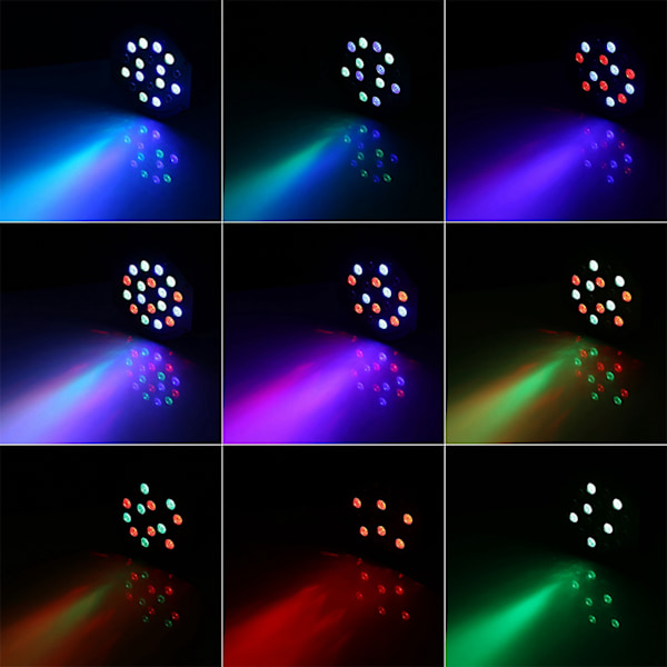 18 LED platta Par-lampor RGB-lampa för klubb DJ-fest scen DMX512-kontroll EU