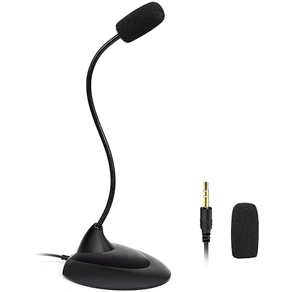 Mikrofon med mute-knapp, 360° justerbar svanhals, högupplöst ljud, brusreducering, klar ljudkvalitet, USB-driven, Plug & Play