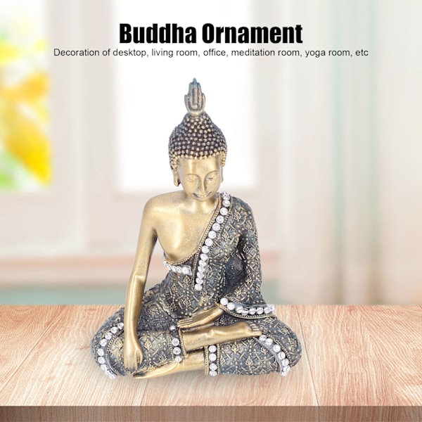 Buddha-prydnad i harts, liten dekorativ skrivbordsstatyett i retrostil för hem och kontor