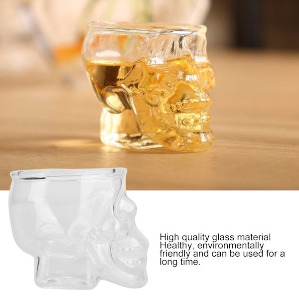 3PCS 75ML Skalleformad Glaskopp Vinglas Ölmugg Dryck Behållare Halloween Fest Dekor