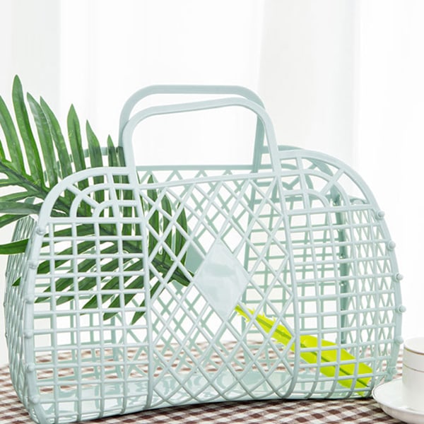 Vikbar Bärkorg Ihålig Design Andningsbar Plasttvättkorg för Hemmet