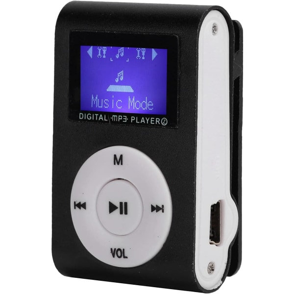 Bärbar Mini MP3 Musikspelare Sport Back‑Clip LCD-skärm MP3 Stöd Minneskort Bärbar Mini-spelare(Svart)