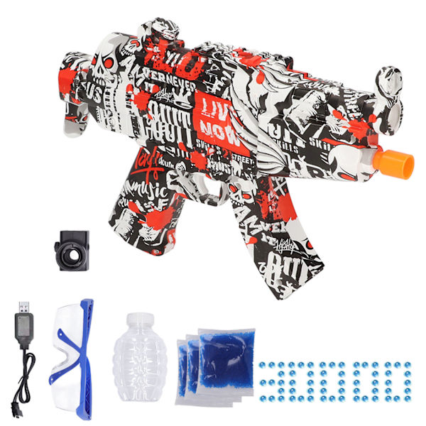 Elektrisk vattenpistol leksak automatisk vattenboll skytte spel för över 14 år gamla barn pojkar graffiti röd 30000 gelboll