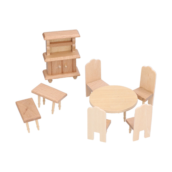Dockhus Miniatyr Matsalsbord Stol Set 1:12 Skala Dockhus Tillbehör för Vardagsrum Matsal Rum SovrumMatsal Rum Serie