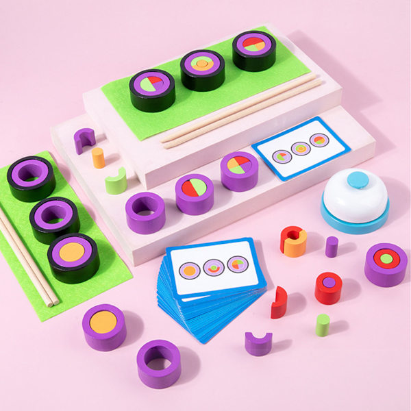 Sushi Byggklossar Trä Lekhus Leksaker Pedagogiska Tillbehör för Över 3 År ZM Sushi Master Spel