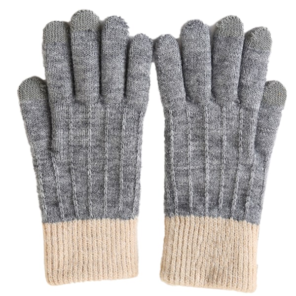 Vinter Touchscreen Stretch Thermal Magic Handskar Varm Ull Stickad Tjock Fleece Fodrad grey