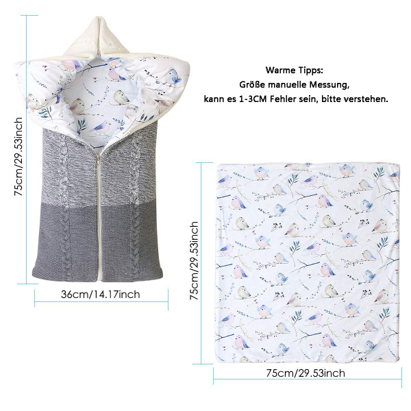 Nyfödd baby barnvagn sovsäck swaddle filt multifunktionell barnvagn wrap sova mat tjock varm sovsäck för pojkar flickor 0-12 månader
