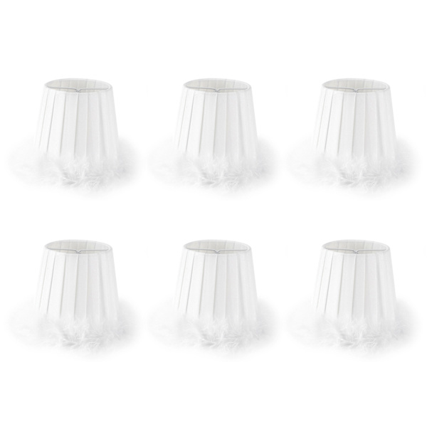 6 st Feathertyglampskärm Vit Handvikt för Hem Hotell Lampa Dekorationsskydd