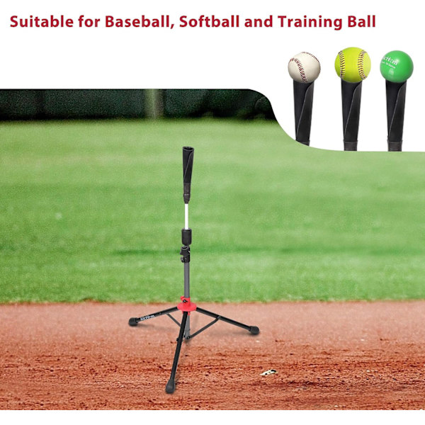 Baseball & Softball Batting Tee - Hitting Travel Tee | Justerbar Höjd | Bärbar & Hopvikbar | Stativbas