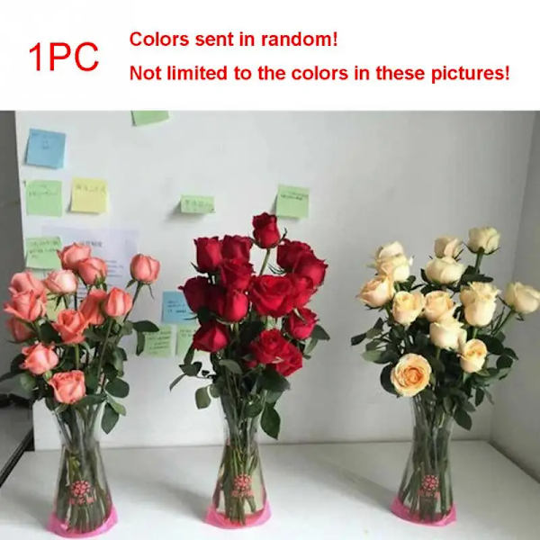 3 st Bärbar Ekologisk Blomma Söt Fällbar Vas Bröllop Kontor Heminredning Slumpmässig PVC Plast Blomvas