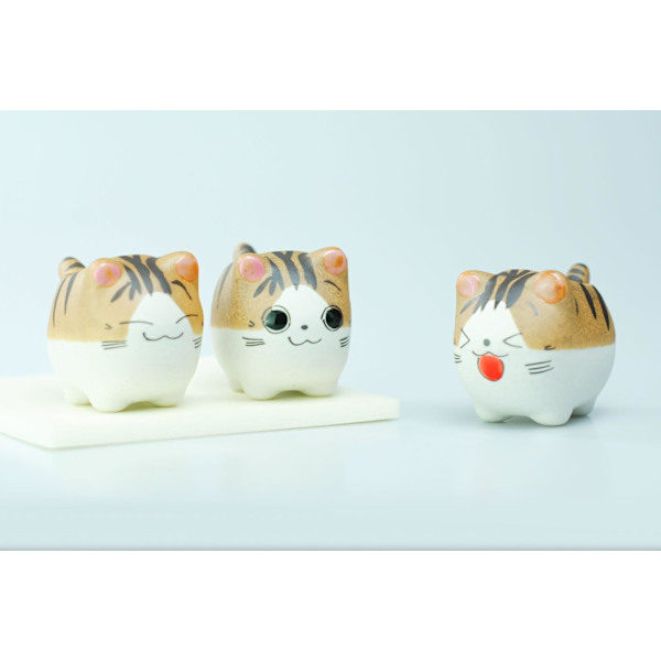 Original Design Handgjorda Mini Söta Tecknade Keramik Succulent Krukor Planteringskärl Katt, med Dräneringshål, Blomkruka, Keramiska Prydnader Kattgåvor för Katt