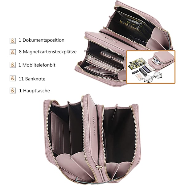 Liten mobiltelefon axelväska, dam liten axelväska, PU läder crossbody axelväska, pass mobiltelefon väska med kortplats, justerbar,