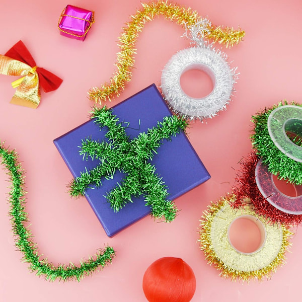 Ett måste för festliga tillfällen, lättförvarad glänsande PVC-glitterremsa för festdekorationer, juldekorationer, olika färgset, 4-pack