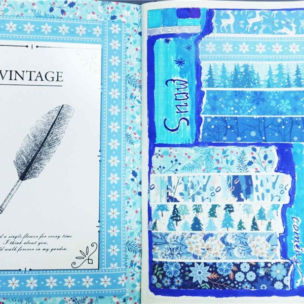 Blå Vit Jul Washi Tejp, Vinter Washi Tejp Set För Scrapbook Journal DIY Hantverk Presentinslagning, 10 Rullar Kvalitetspapperstejp Giftfri Syrafri