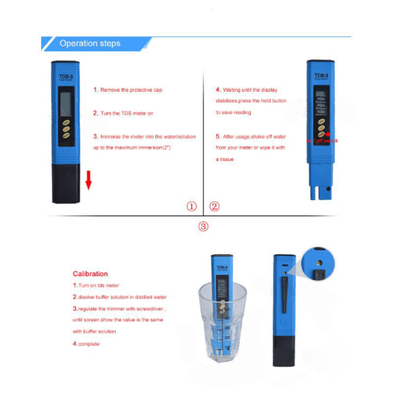 PH-mätare TDS EC PH temperatur 4 i 1 set, vattenkvalitetstestare med hög noggrannhet, pooltestare vattentestare med LCD-display, digital TDS