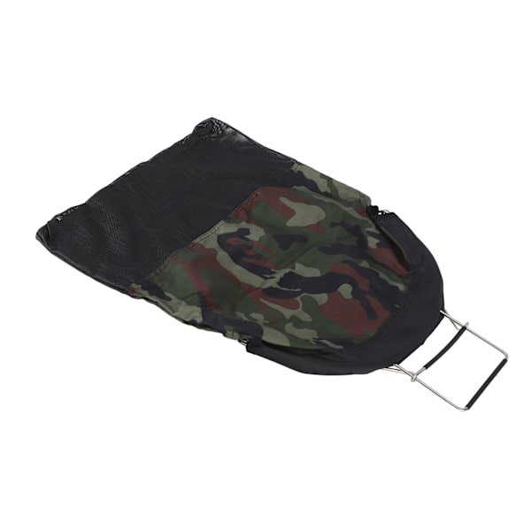 Fiske Nätväska Mesh Väska Rostfritt Stål Fjäder Nylon Kamouflage Fällbar Stor Kapacitet Hållbar Oxford Tyg Enhandsmanövrering för Fiske Dykning