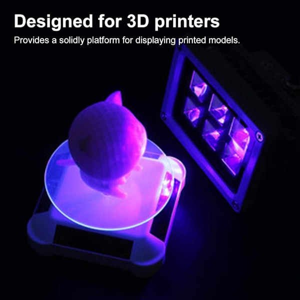 Solcellsdriven roterande displayplatta 360 grader för härdning av resin, tryckta smycken, små 3D-skrivarmodeller med RGB-ljus