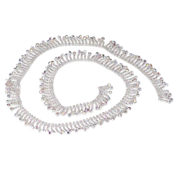 Rhinestone Tassel Chain Rund Form 2,2 cm Bredd Mode Tassel Design Godtycklig Klippning Plaggsmycke DekorSilver Botten AB Färg Borr