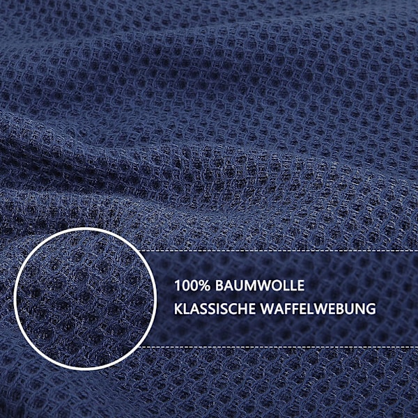 Mjuka och absorberande diskhanddukar, snabbtorkande, 100% ringspunnen polyester, giftfria färger, våffelväv för multifunktionell användning, marinblå, 34 x 34